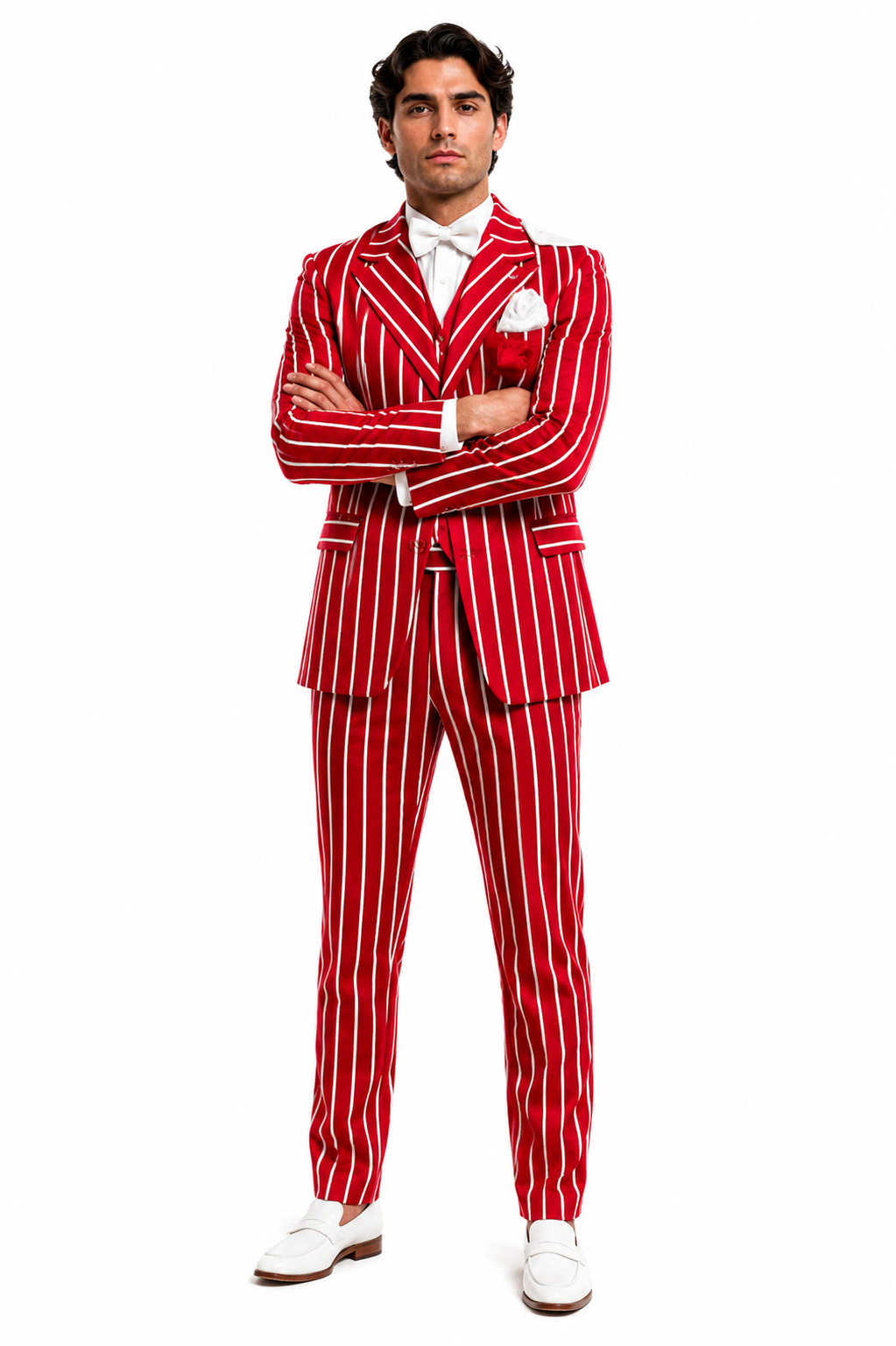 Red and White Pinstripe Zoot Suit - Gangster 1920s Pinstripe Suit - Mens  Fashion Suit