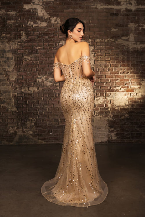 Long Sequins Prom Dress Off-Shoulder Evening Gown & Plus Size By MQ2132-New Collection