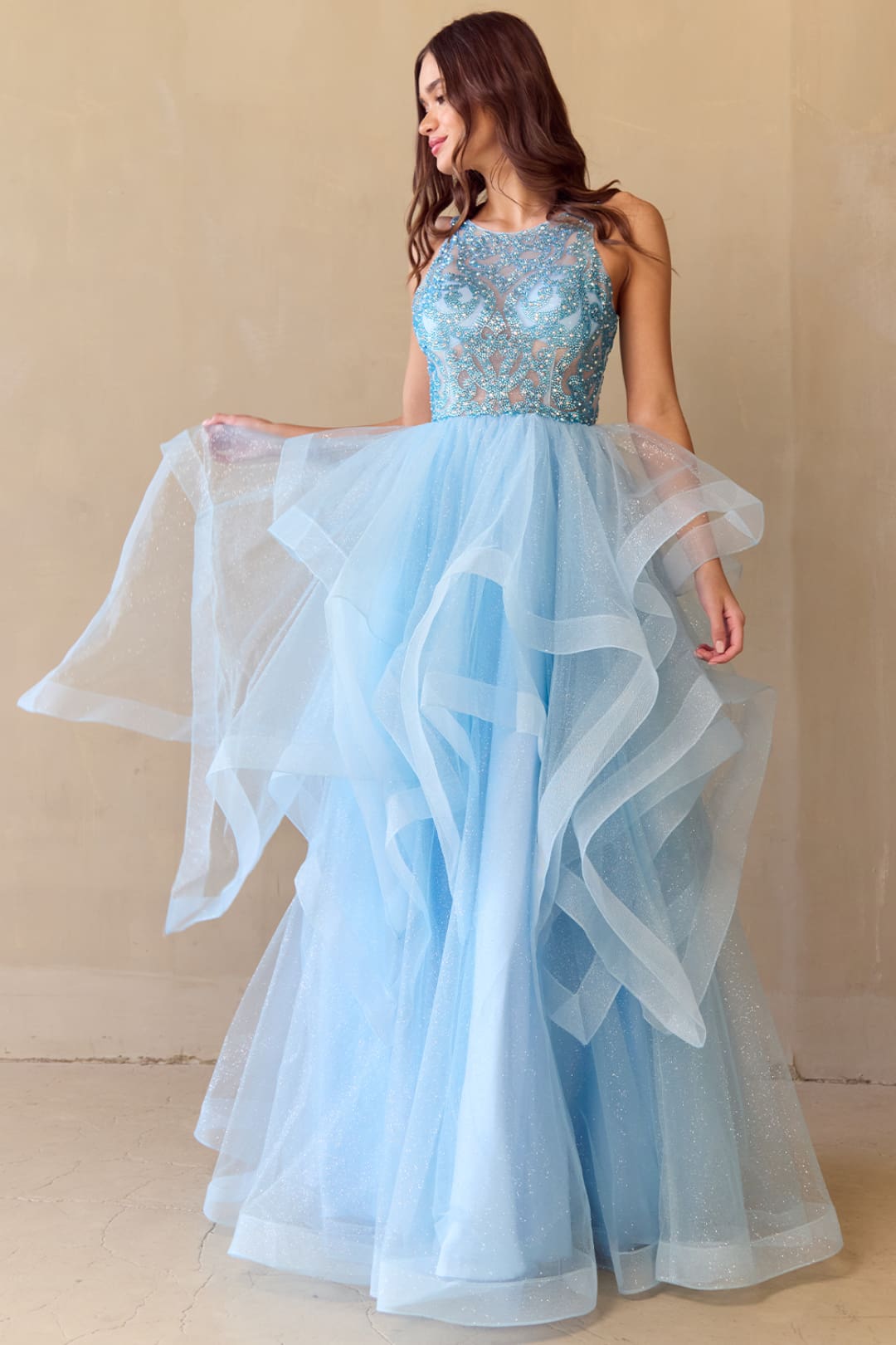 Red Carpet Dress Scoop Neck A-Line Prom Gown By Amelia Couture 5066