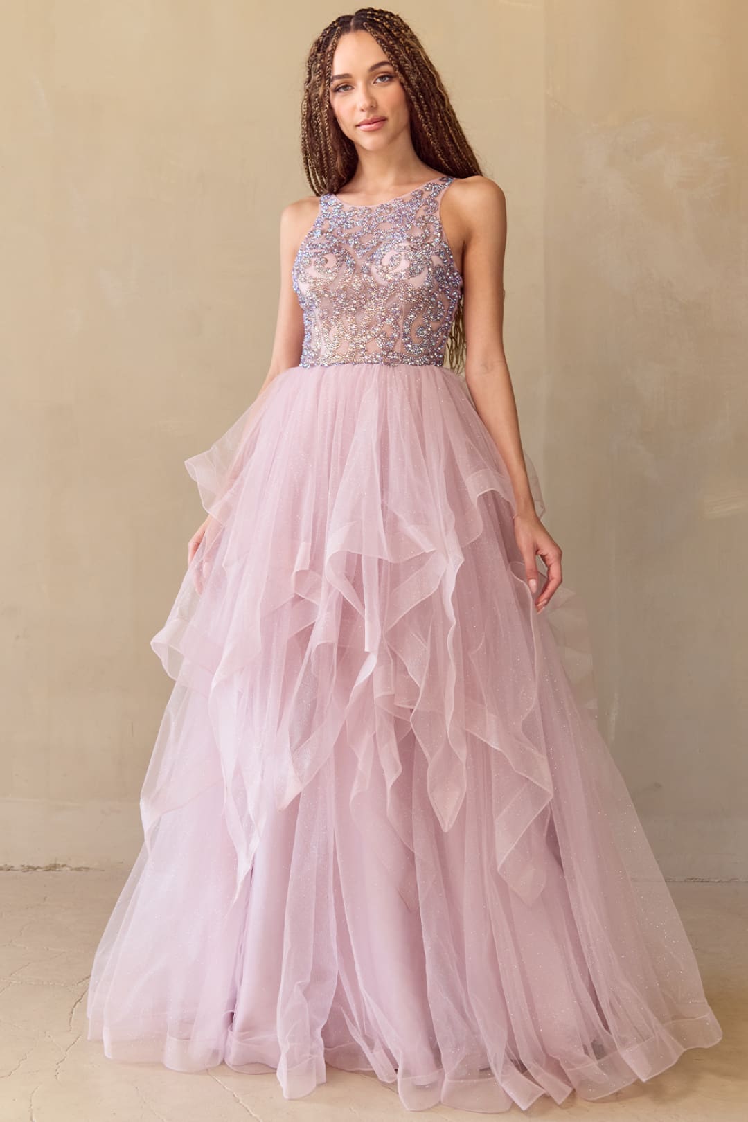 Red Carpet Dress Scoop Neck A-Line Prom Gown By Amelia Couture 5066
