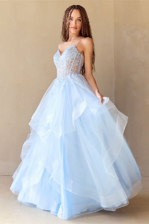 Red Carpet Dress V-Neck Beaded Prom Gown By Amelia Couture 5068
