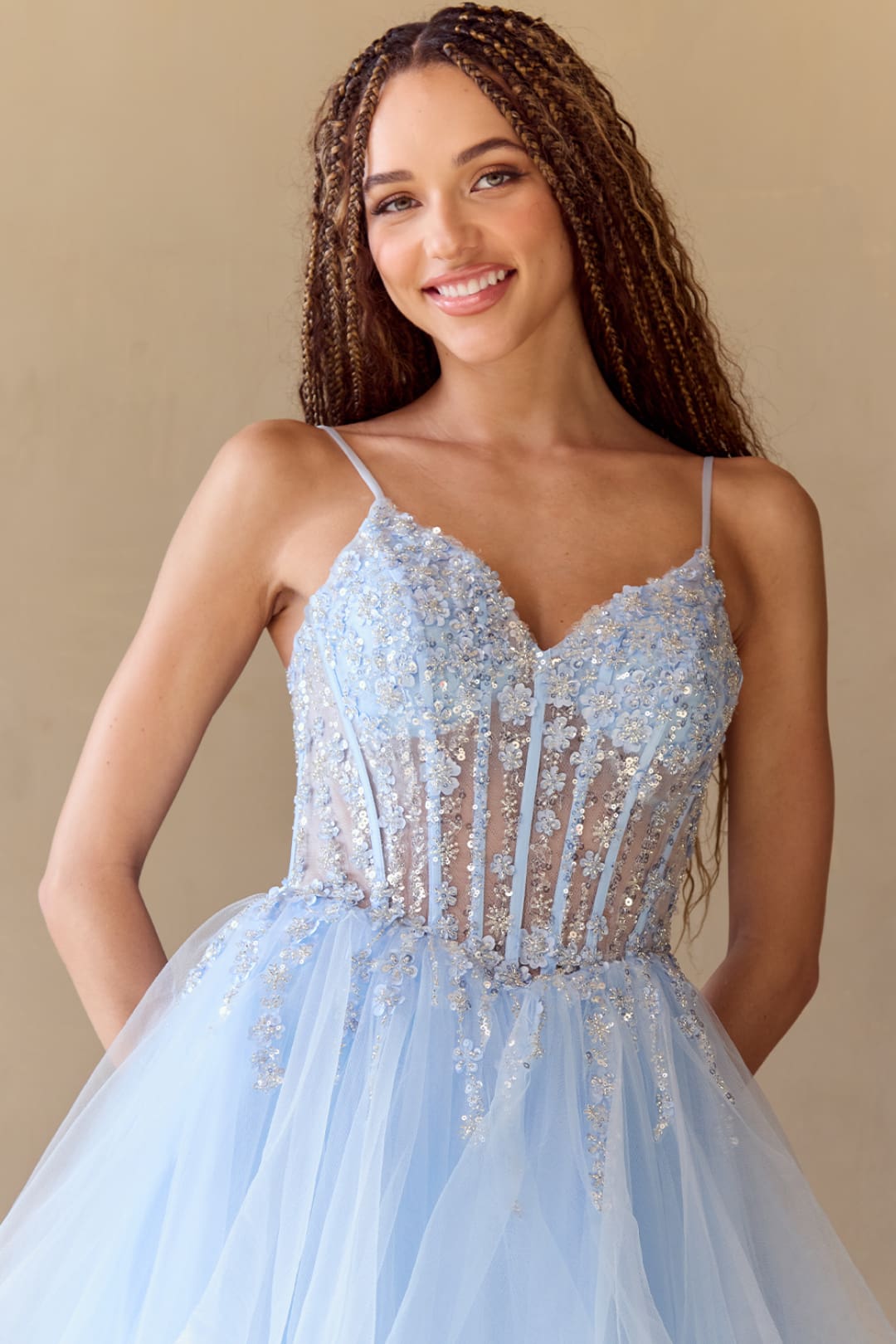 Red Carpet Dress V-Neck Beaded Prom Gown By Amelia Couture 5068