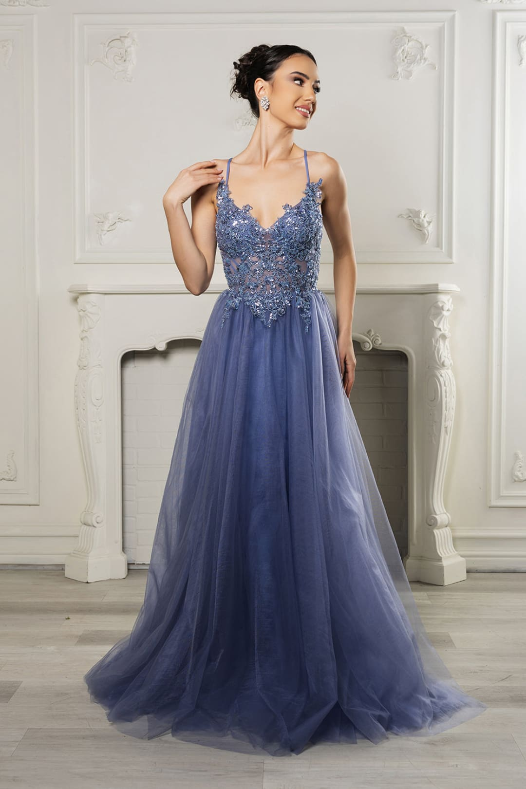 Red Carpet Dress V-Neck Sequin Evening Gown By May Queen MQ2167