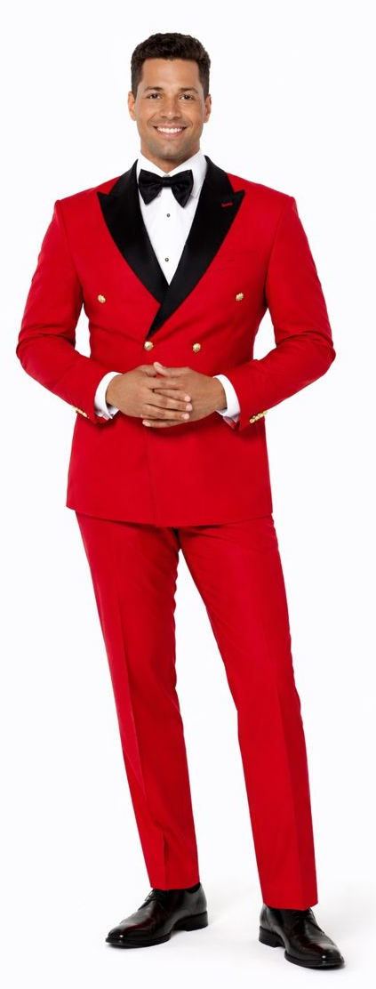 Red Double Breasted Tuxedo with Velvet Peak Lapel – Wedding & Prom