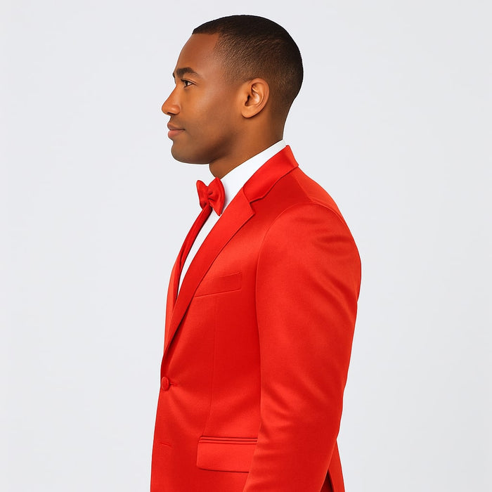 Red Satin Tuxedo Set - 4-Piece Statement for Weddings & Proms by Tazzio