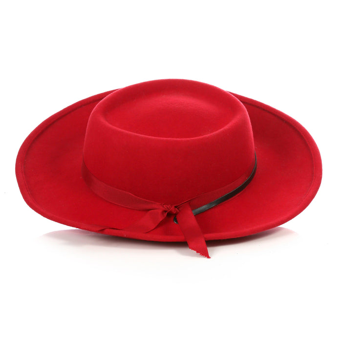 Red Fedora Earp Wide Brim Hat by Ferrecci