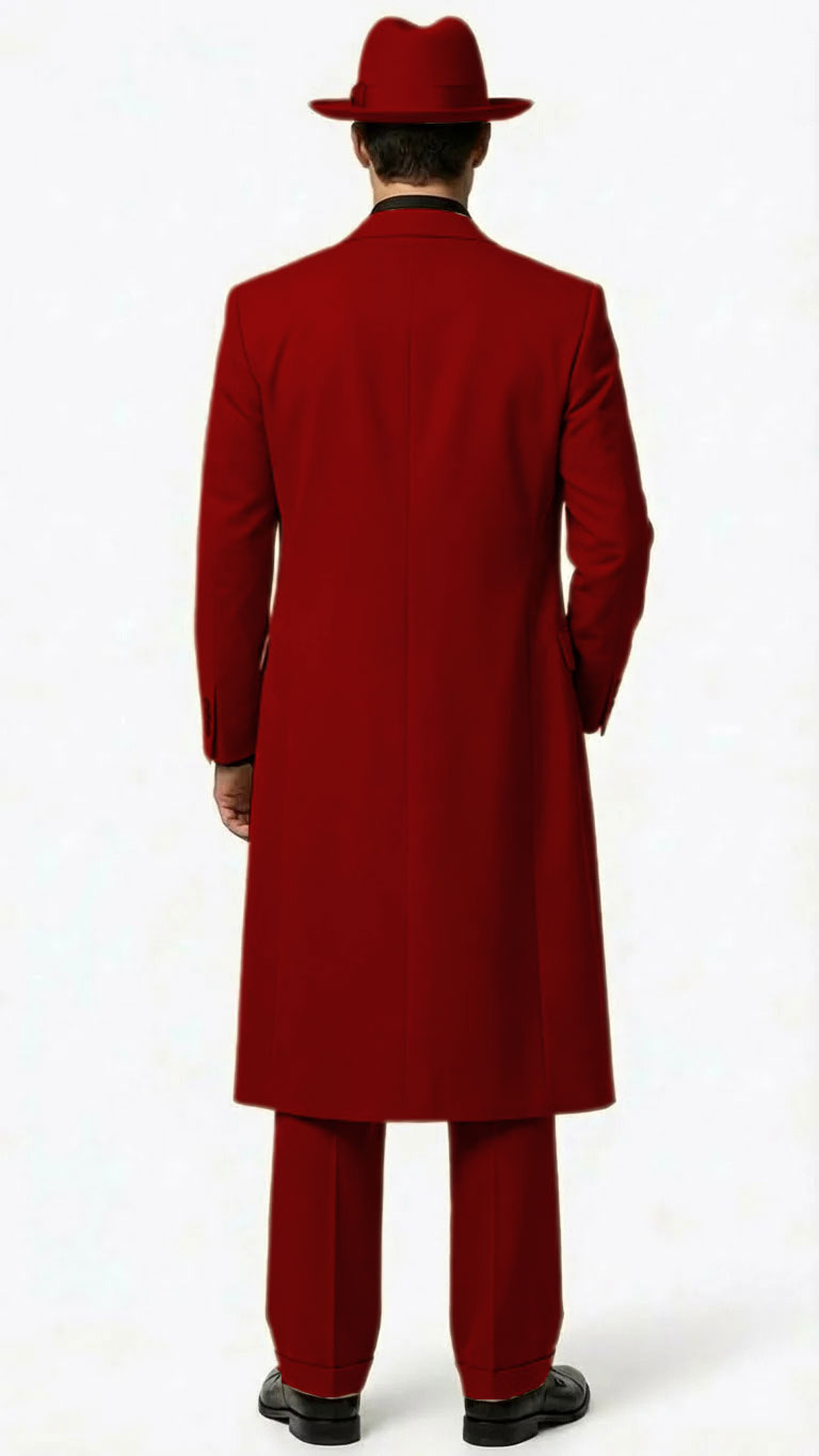 Men’s 1920s Red Zoot Suit – Long Mafia Gangster Three-Piece Vintage Outfit Zuit Pachuco Style