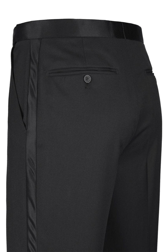 Regis Black Super 150's Plain Front Tuxedo Pants by RN Collection