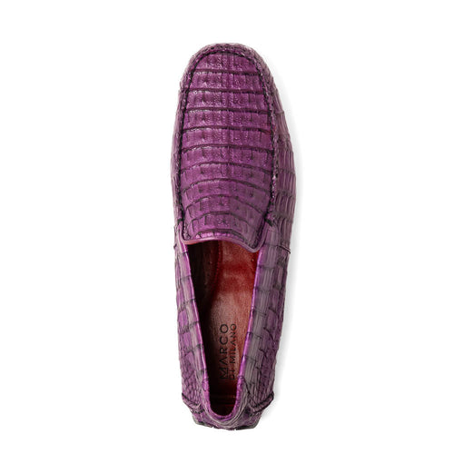 Marco_Di_Milano Remo: Luxury Purple Leather Loafers