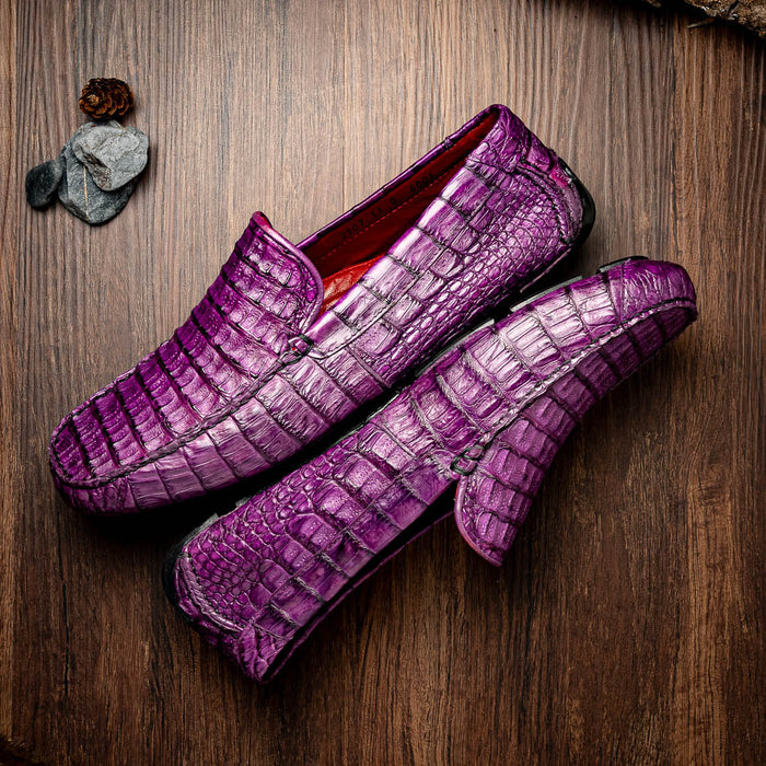 Marco_Di_Milano Remo: Luxury Purple Leather Loafers