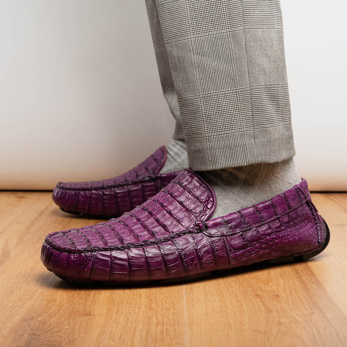 Marco_Di_Milano Remo: Luxury Purple Leather Loafers