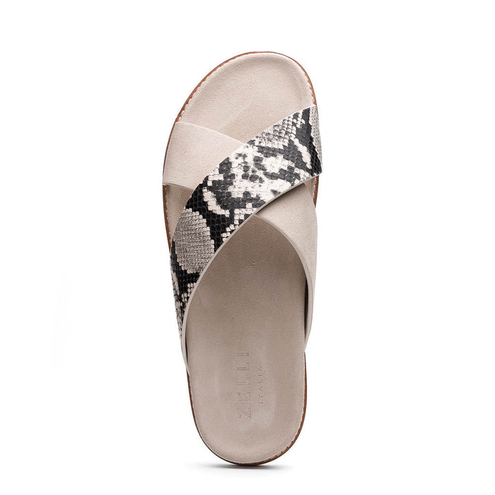 Zelli Rena Sueded Goatskin and Embossed Python Leather Slide
