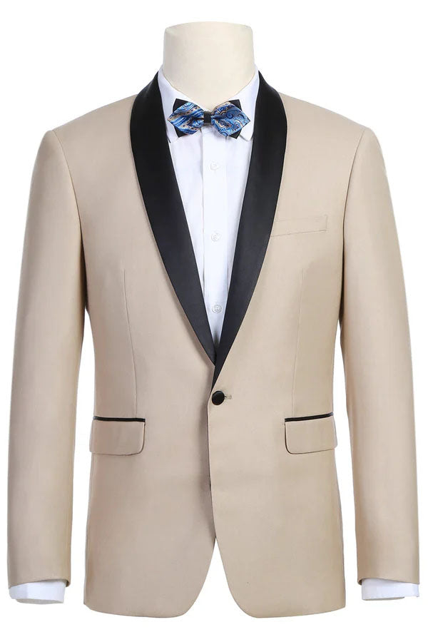 Paris Beige 1-Button Shawl Tuxedo (2-Piece Set) by RN Collection