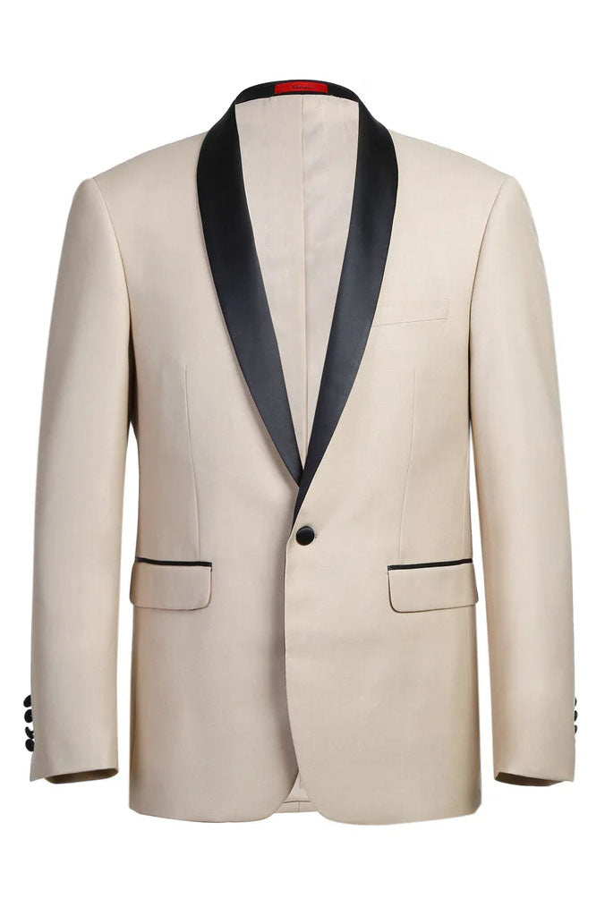 Paris Beige 1-Button Shawl Tuxedo (2-Piece Set) by RN Collection
