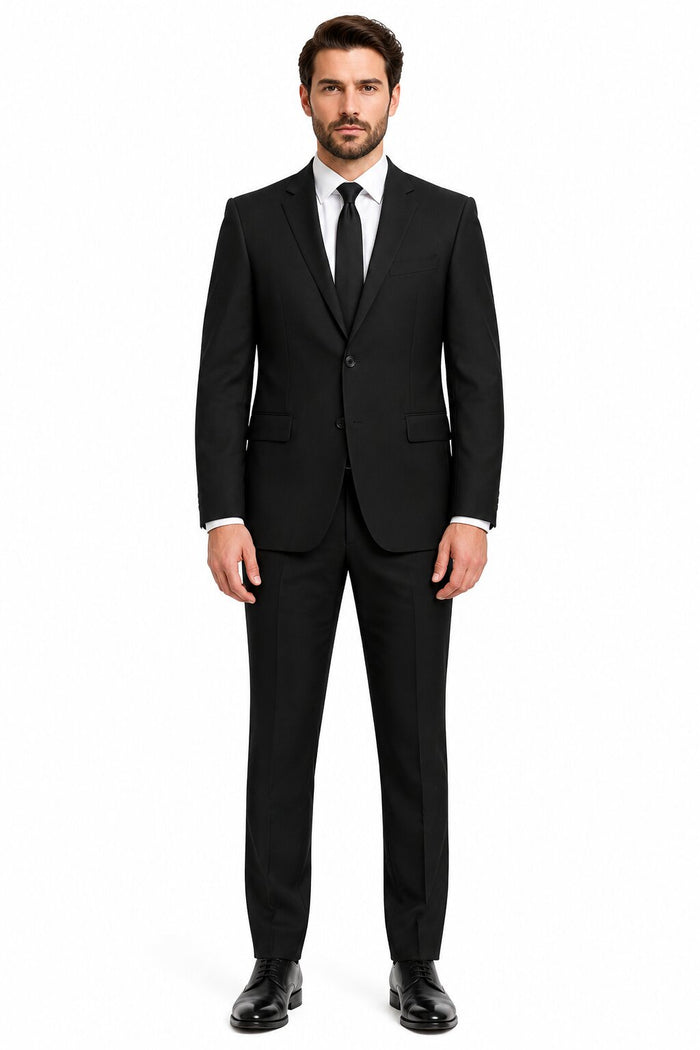 Renoir Classic Fit Wool Suit with Optional Vest - Men's Black