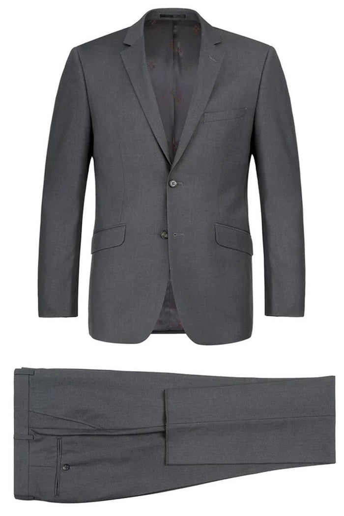 Renoir Men's Charcoal Grey Two-Button Classic Fit Suit w/ Optional Vest - Elegant Mensattire