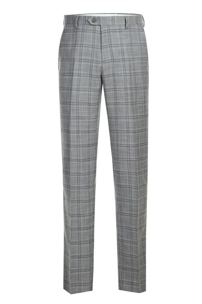 "Renoir Men's Classic Fit 2-Button Windowpane Suit in Grey & Navy" - USA Men's Outlet