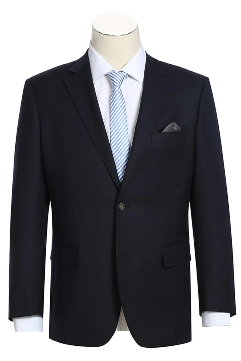 Renoir Two-Button Sport Coat Blazer in Black, Wool Classic Fit - USA Men's Outlet