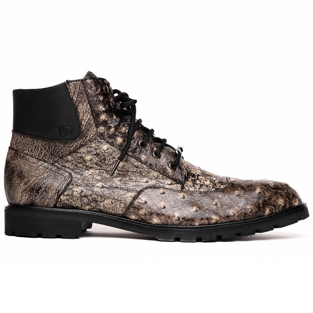 Marco Di Milano Renzo Black Ostrich Hiker Boots 