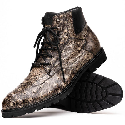 Marco Di Milano Renzo Black Ostrich Hiker Boots 