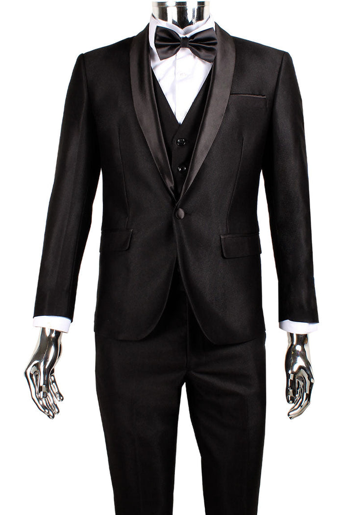 Versailles Black 1-Button Shawl Tuxedo (3-Piece Set) by Retro Paris
