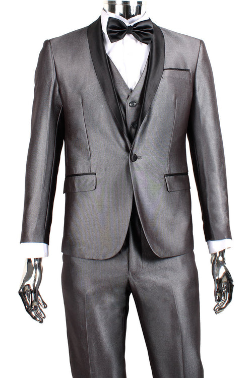 Versailles Silver 1-Button Shawl Tuxedo (3-Piece Set) by Retro Paris