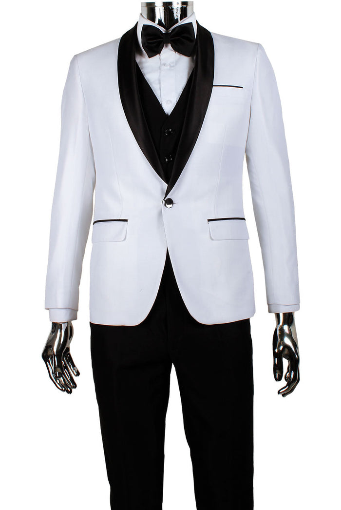 Versailles White 1-Button Shawl Tuxedo (3-Piece Set) by Retro Paris