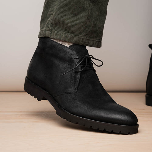Zelli Rezza Italian Suede Chukka Boot in Black with Vibram Sole