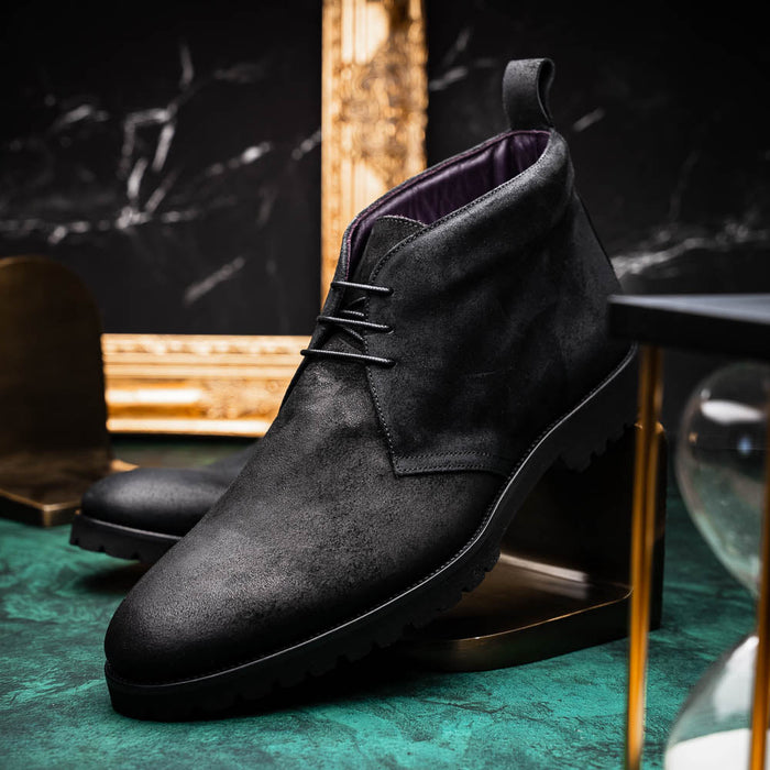 Zelli Rezza Italian Suede Chukka Boot in Black with Vibram Sole
