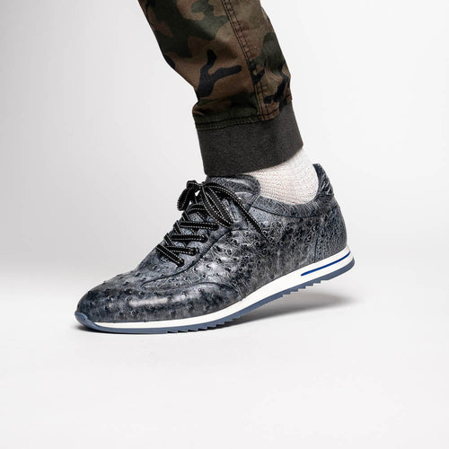 Zelli Rio Genuine Ostrich Quill Sneakers in Faded Black