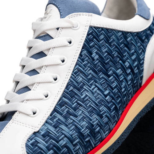 Zelli Ripi Hand Woven Sueded Calfskin Luxury Sneakers in Blue