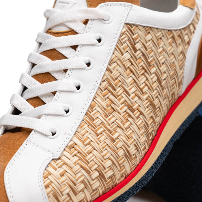 Zelli Ripi Hand-Woven Sueded Calfskin Luxury Sneakers in Brown