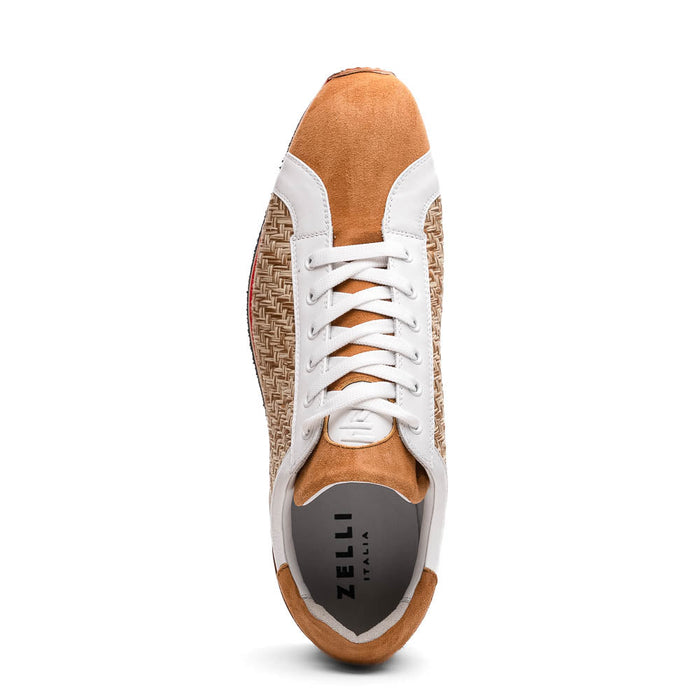 Zelli Ripi Hand-Woven Sueded Calfskin Luxury Sneakers in Brown
