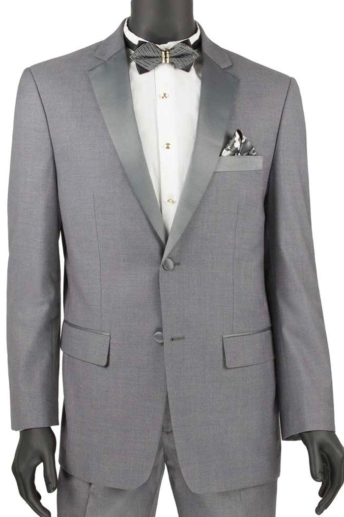 Mens Slim Fit Wool Feel Tuxedo in White by Vinci
