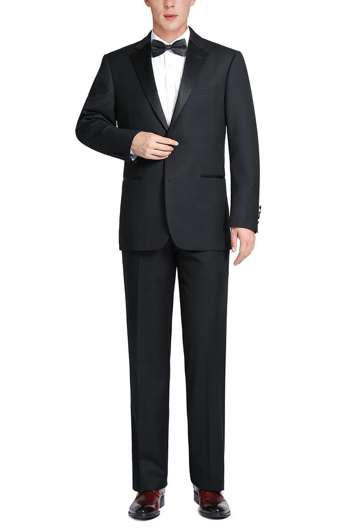 Claude Black 2-Button Notch Wool Tuxedo (2-Piece Set) by RN Collection