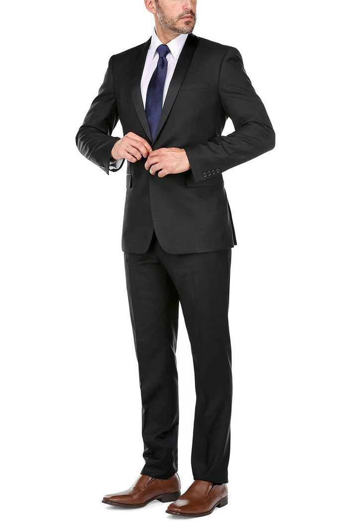 Paris Black 1-Button Shawl Tuxedo (2-Piece Set) by RN Collection