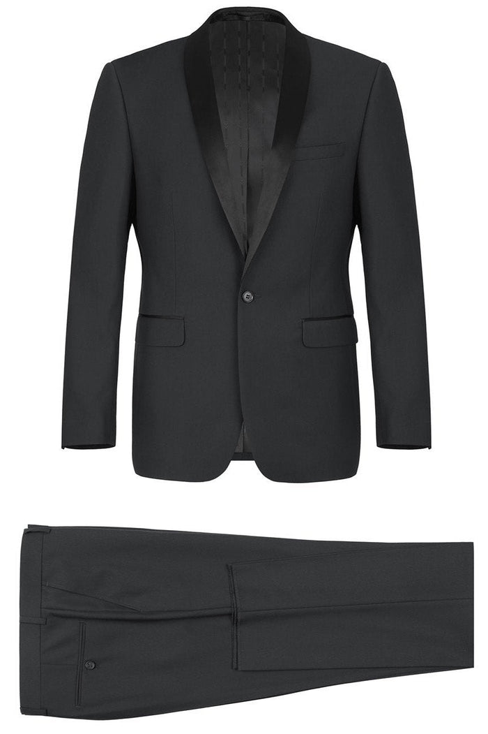Paris Black 1-Button Shawl Tuxedo (2-Piece Set) by RN Collection