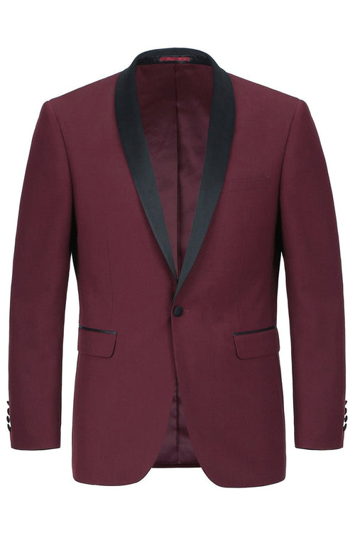 Paris Burgundy 1-Button Shawl Tuxedo (2-Piece Set) by RN Collection