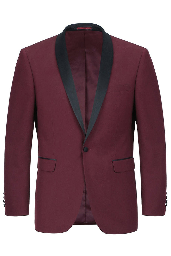 Paris Burgundy 1-Button Shawl Tuxedo (2-Piece Set) by RN Collection