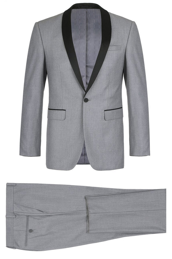 Paris Grey 1-Button Shawl Tuxedo (2-Piece Set) by RN Collection