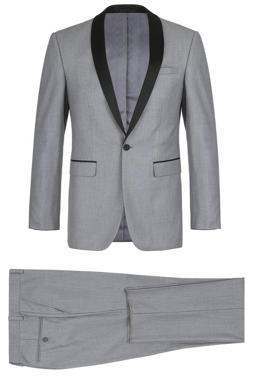 Paris Grey 1-Button Shawl Tuxedo (2-Piece Set) by RN Collection
