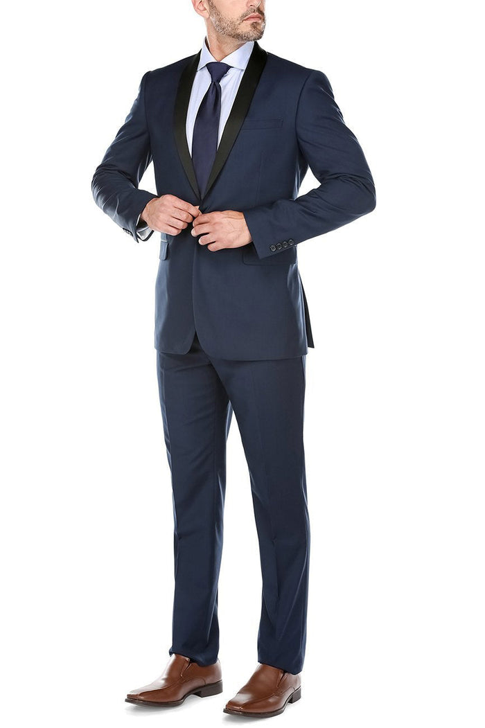 Paris Navy 1-Button Shawl Tuxedo (2-Piece Set) by RN Collection
