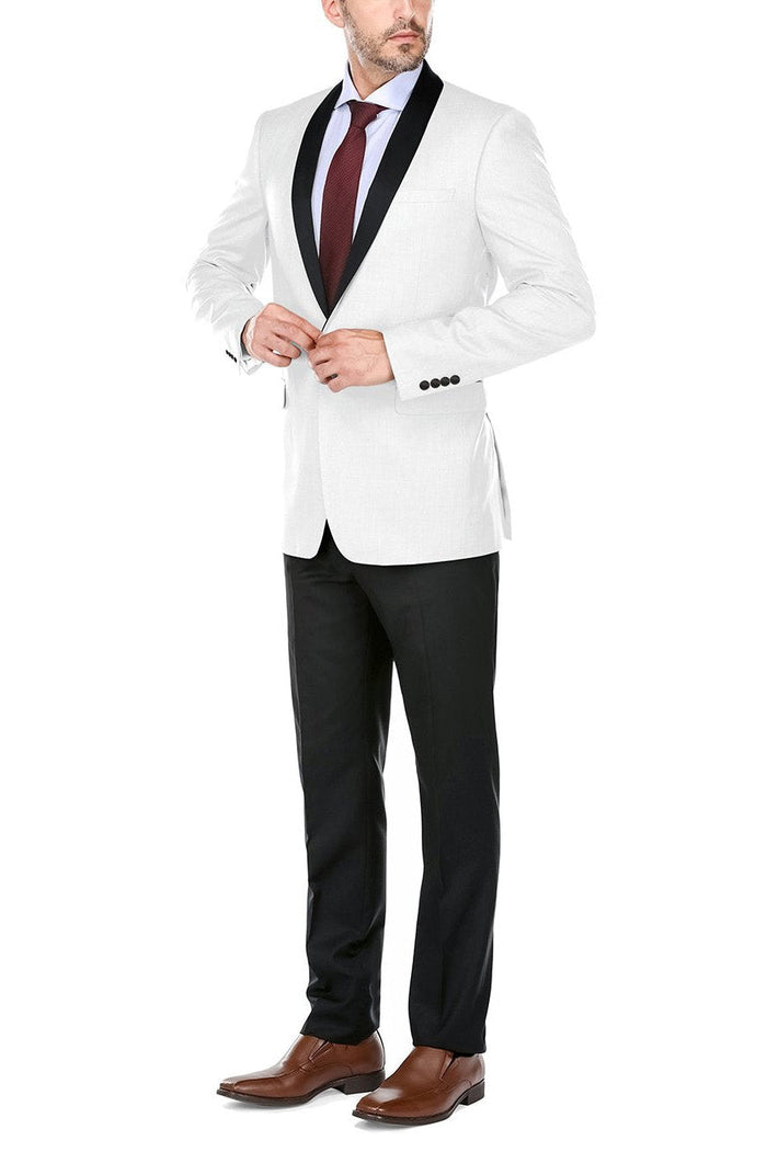 Paris Off-White 1-Button Shawl Tuxedo (2-Piece Set) by RN Collection
