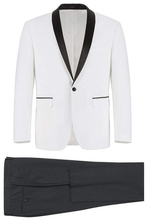 Paris Off-White 1-Button Shawl Tuxedo (2-Piece Set) by RN Collection