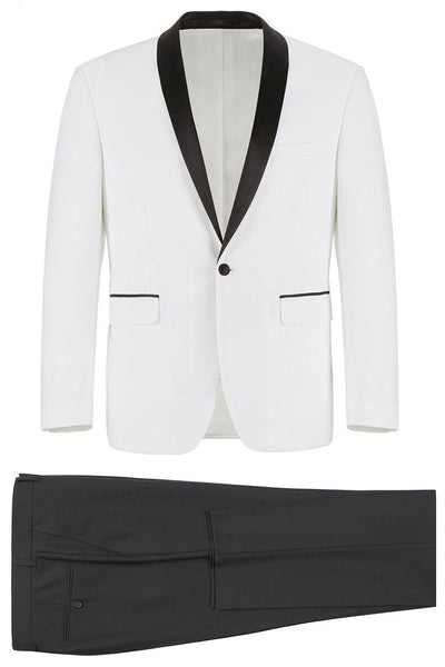 Paris Off-White 1-Button Shawl Tuxedo (2-Piece Set) by RN Collection