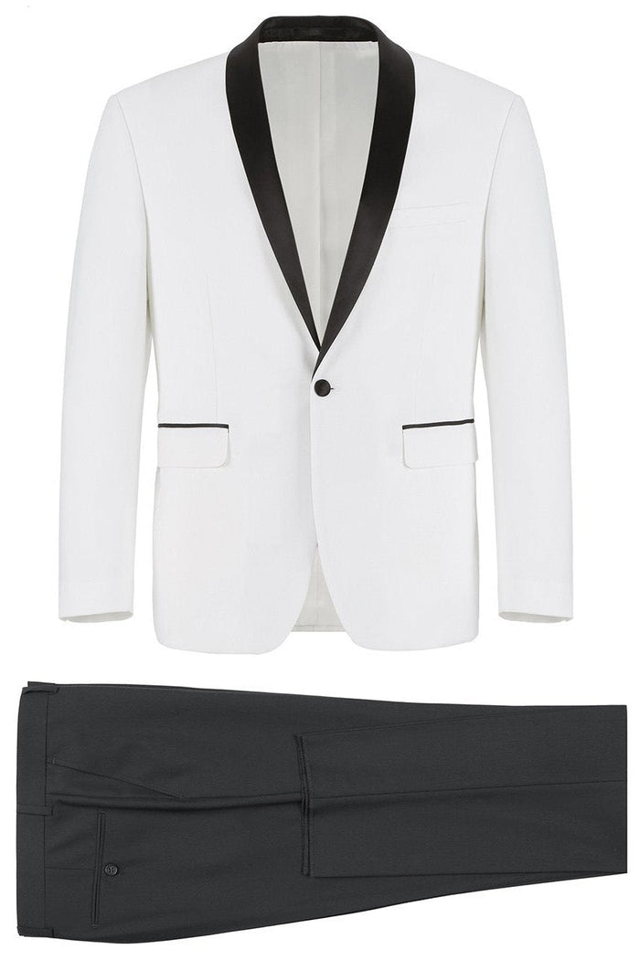 Paris Off-White 1-Button Shawl Tuxedo (2-Piece Set) by RN Collection