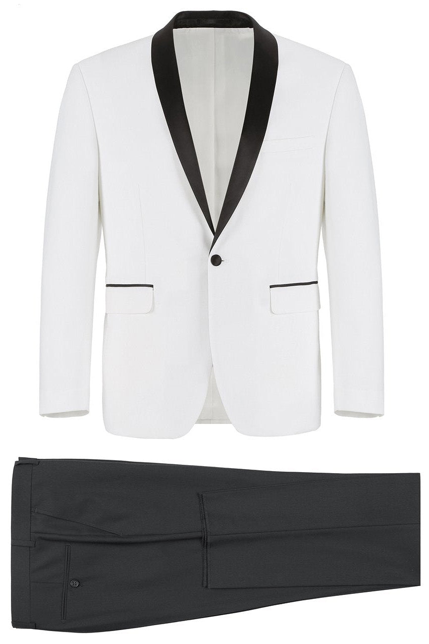 Paris Off-White 1-Button Shawl Tuxedo (2-Piece Set) by RN Collection