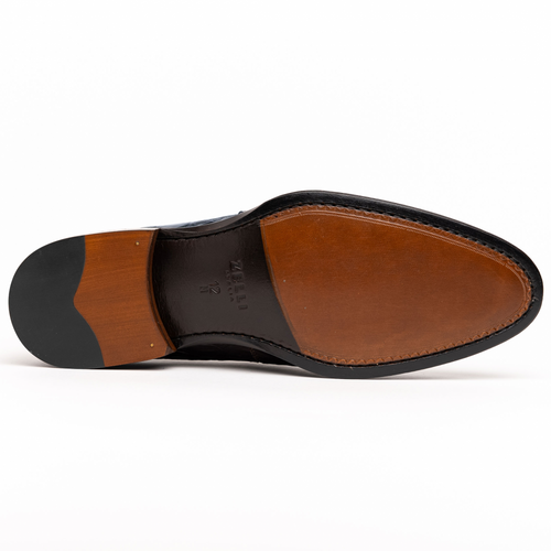 Zelli Roma Classic Penny Loafers in Genuine Caiman Crocodile Navy