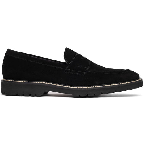 Zelli Roma Versatile Italian Suede Penny Loafers in Black