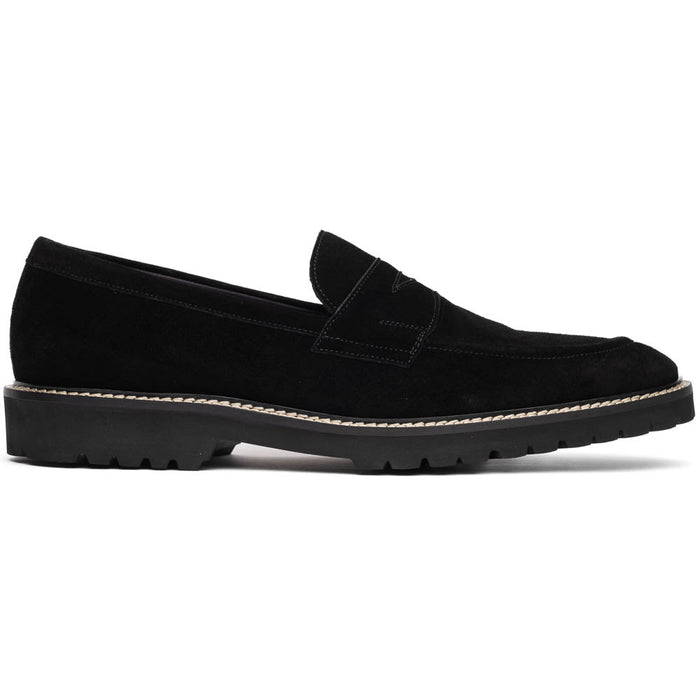 Zelli Roma Versatile Italian Suede Penny Loafers in Black